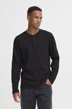 Blend Langarmshirt BLEND BHIBRAT GRANDAD L/S, Herren, Gr. 3XL, schwarz (schwarz beauty), Single Jersey, Obermaterial: 100% Baumwolle, unifarben, regular fit