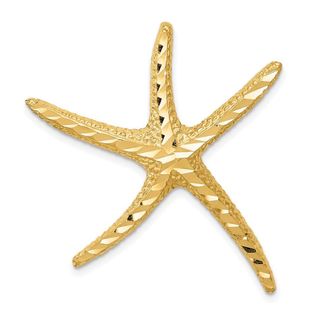 Diamond2Deal 14k Yellow Gold Large Textured Diamond-cut Starfish Omega Slide