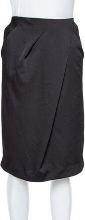 Armani Black Georgette Draped Knee Length Skirt