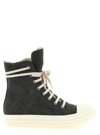 Rick Owens Grey Textured Sneakers