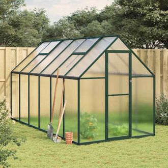 Berkfield Home Greenhouse with Base Frame Green 334x169x195 cm Aluminium | Size: 334 x 169 x 195 cm