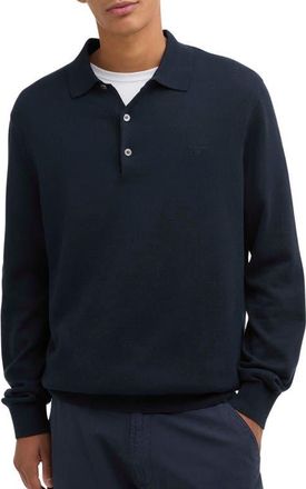 Barbour Long Sleeve Cotton Polo in Navy at Nordstrom, Size Xx-Large