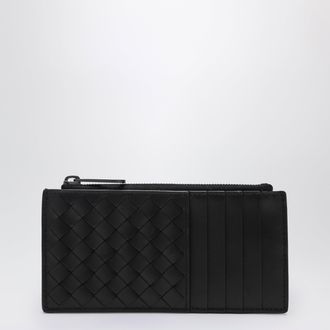 Bottega Veneta Card Holder with Black Intrecciato Zipper