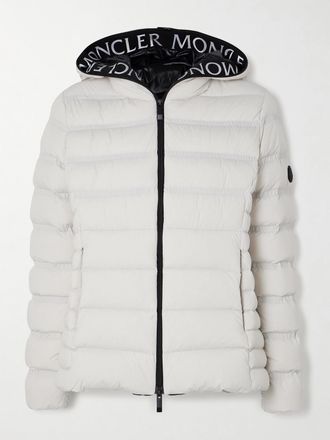 Moncler Piumino Trapuntato In Shell Con Finiture In Fettuccia E Applicazione - Bianco