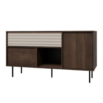 Petits Meubles Buf&eacute; 2 puertas 1 caj&oacute;n paneles laminados madera oscura y cachemira