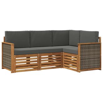 vidaXL Juegos De Sof&aacute;s Con Coj&iacute;n 4 Pcs Madera De Acacia S&oacute;lida Vidaxl