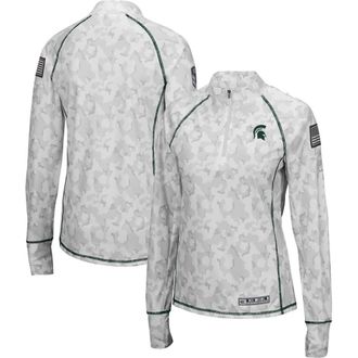 Colosseum Womens Colosseum White Michigan State Spartans OHT Military Appreciation Officer Arctic Camo Fitted Lightweight 1/4-Zip Jacket at Nordstrom, Size