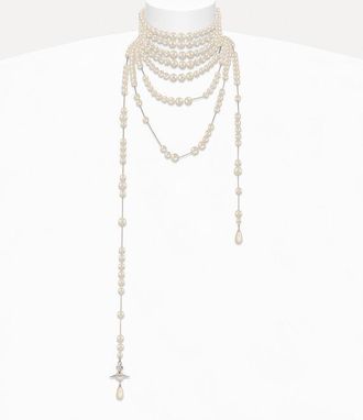 Vivienne Westwood Felicity Necklace Rhodium-creamrose-pearl Rhodium-creamrose-pearl Women