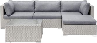 Beliani Conjunto de jard&iacute;n de rat&aacute;n sint&eacute;tico gris 4 personas