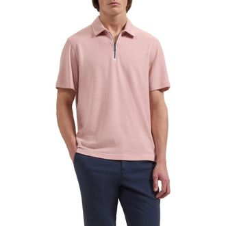 Bugatchi Quarter Zip Polo in Dusty Pink at Nordstrom, Size Xx-Large