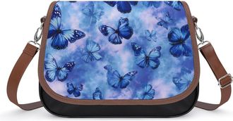 Generic Blue Butterfly Tie Dye Fashion Womens Crossbody Bags Novelty Handbag Shoulder Bag Purse