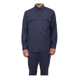 HUGO BOSS Jassen, Heren, Blauw, 3Xl, Wol, Carper Overshirt