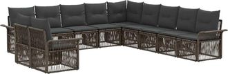 vidaXL Conjunto De Sof&aacute;s De Jard&iacute;n 11 Uds. Gris Rat&aacute;n Sint&eacute;tico Vidaxl