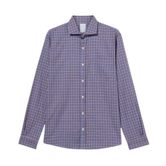 Brooks Brothers Slim Fit Geruite Katoenen Flanellen Overhemd met Spreidkraag - Heren - Casual Overhemden - Blauw - M - Katoen - Overhemden