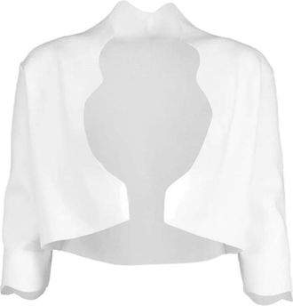 Lela Rose scallop-hem knit bolero - White