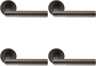 Loops 4x PAIR Knurled Round Bar Handle on Round Rose Concealed Fix Matt Black