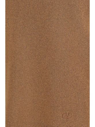 Valentino Zip-Neck Fleece Wool Sweater - Brown