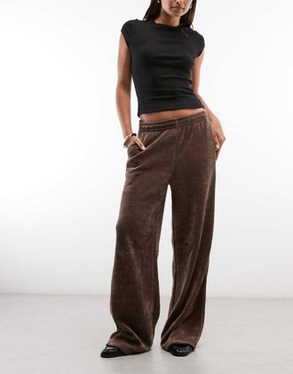 adidas Originals pantaloni in ciniglia marroni-Marrone