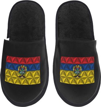 Generic Fluffy Slippers Ecuadorian Flag With Polygonal Effect Slippers Unisex Casual House Slipper For Mens Spa Women L