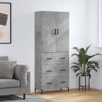 vidaXL Aparador Alto Madera Contrachapada Gris Hormig&oacute;n 69,5x34x180 Cm Vidaxl