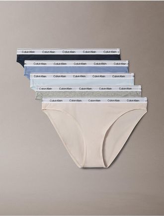 Calvin Klein Womens Icon Logo 5-Pack Low Rise Bikini - Multi - XS