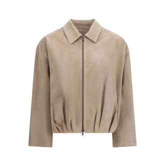 Salvatore Santoro Lamsvachtjas Ovis Aries - Dames - Zomerjassen - Beige - L - Leer - Jassen