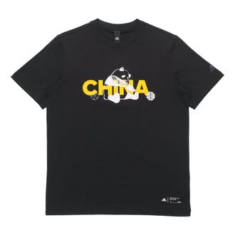 adidas China Tee M 2 Printed Crew Neck Short-sleeved Black GP1856