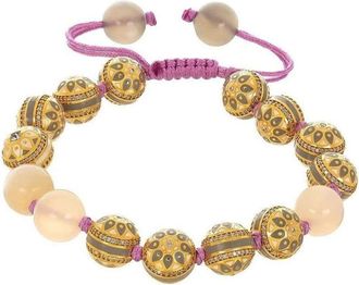 Buddha Mama 20kt yellow gold diamond and moonstone bracelet - women - 20kt Gold/Moon Stone/Diamond - One Size