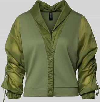 Marc Cain Relaxed Fit Leichte Jacke im Material-Mix in Oliv, Gr&ouml;&szlig;e 38