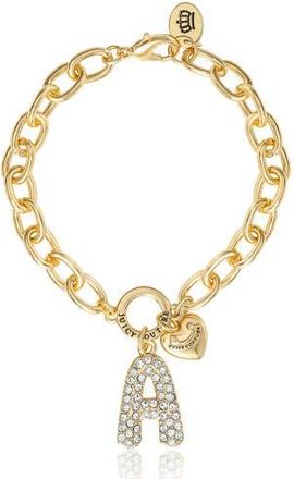 Juicy Couture Pav&eacute; Initial Charm Bracelet, 7.5 Gold Tone Link in Letter A at Nordstrom