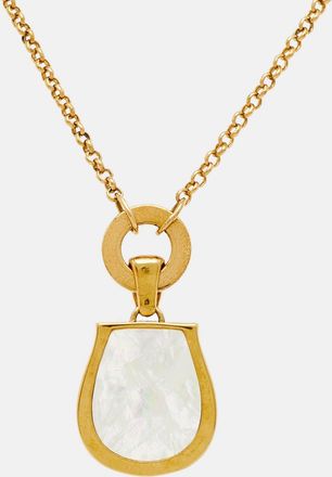 Aigner Faux Pearl Gold Tone Pendant Necklace