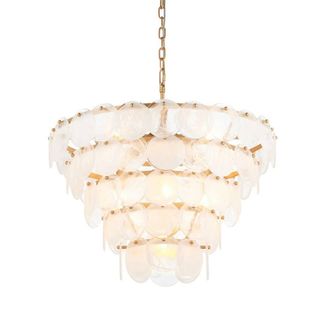 Netlighting Trapani Pendant Ceiling Light Antique Gold Paint White Clear Glass