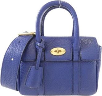 Mulberry Pre-owned Mini Bags, female, Blue, Size: ONE SIZE Pre-owned Bayswater Leather Shoulder Bag
