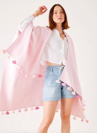 Mersea Classic Tassel Travel Wrap In Precious Pink