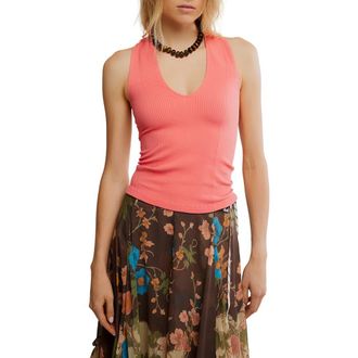 Free People Sleek Plunge Tank Top in Coral at Nordstrom Rack, Size X-Small/small