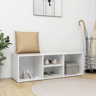 vidaXL Banco Zapatero De Madera Contrachapada Blanco 105x35x35 Cm Vidaxl