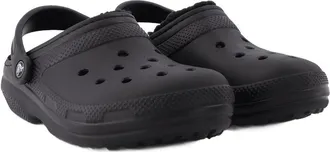 Crocs Womens Classic Lined Clog Black Synthetic Shoes Flat-shoes