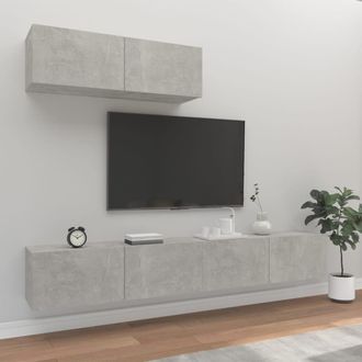 vidaXL Vidaxl - Set De Muebles De Tv 3 Pzas Madera Contrachapada Gris Hormig&oacute;n
