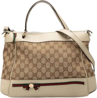 Gucci Pre-owned Canvas gucci-bags - Dames - Vintage Handtas - Beige - ONE Size - Vintage