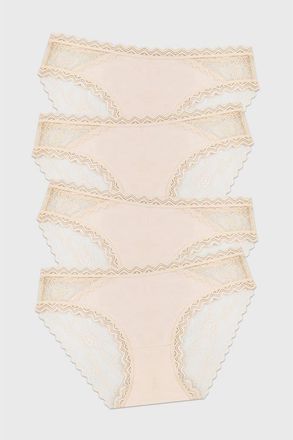 Stripe and Stare Eco Lace Original Knicker Four Pack in Sand at Nordstrom, Size X-Small