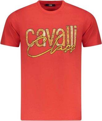 Cavalli Cotton T-Shirt - Heren - T-shirts - Rood - M - Katoen - Tops
