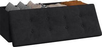 Woltu Puff Ba&uacute;l Plegable Rect&aacute;ngulo Taburete Para Almacenamiento Otomani&ntilde;os Caja De Almacenaje Con Tapa Reposapi&eacute;s Sof&aacute; 110x37 5x38cm Terciopelo Material De