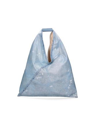 Maison Margiela Triangular Denim-Effect Bag with Structured Handle
