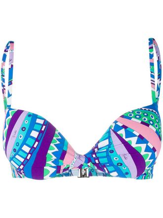 Pucci abstract print bikini top - women - Polyamide/Polyamide/Spandex/Elastane/Spandex/Elastane - 38 - Blue