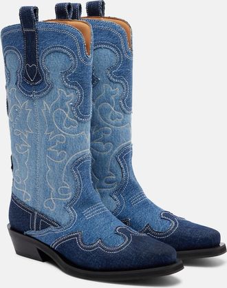 Ganni Botas cowboy de denim