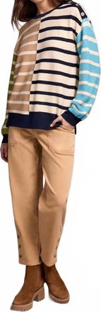 Tribal Stripe Lightweight Crewneck Sweater In Multi