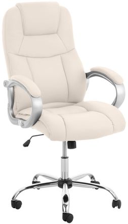 Clp Silla de oficina giratoria regulable en Simil cuero Crema