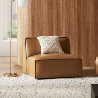 Castlery Brown Top Grain Leather Armless Sofa by Castlery