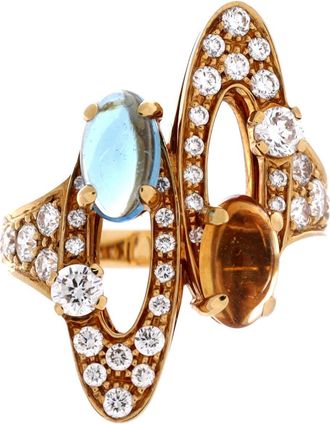 Bulgari Elisia Ring 18K Yellow Gold with Diamonds, Citrine and Topaz