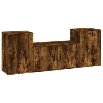 Berkfield Home 3 Piece TV Cabinet Set Smoked Oak Engineered Wood in Brown